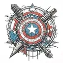 captain america shield microphone tattoo design idea