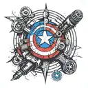 captain america shield microphone tattoo design idea
