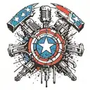 captain america shield microphone tattoo design idea