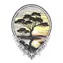 Sunset silhouette tattoo design idea