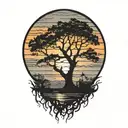 Sunset silhouette tattoo design idea