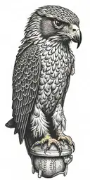 falcon wearing a crown sitting on a giant baseball diamond tattoo design idea