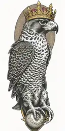 falcon wearing a crown sitting on a giant baseball diamond tattoo design idea