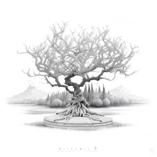 crate myrtle, oak tree, magnolia tree tattoo design idea