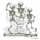 Dancing Skeletons with inscription below, saying: "Such as we are, you shall be" tattoo design idea