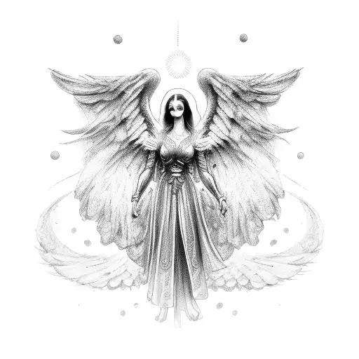 guardian angel whispering in ear tattoo design idea