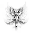 guardian angel whispering in ear tattoo design idea