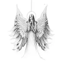 guardian angel whispering in ear tattoo design idea