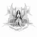 guardian angel whispering in ear tattoo design idea