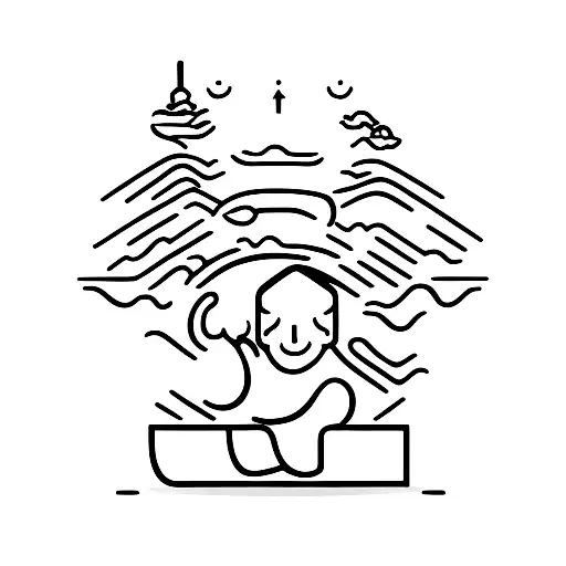 Samurai warrior meditating under a bonsai tree tattoo design idea