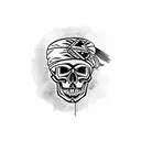 skull With native American headwear tattoo design idea