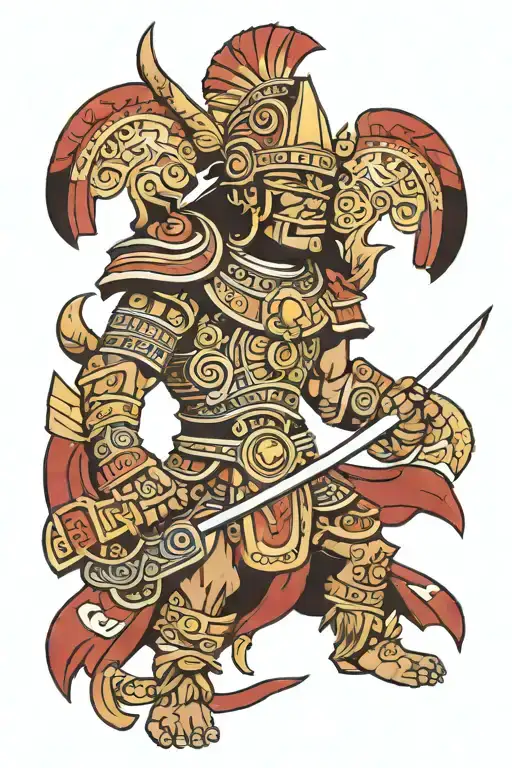 inca warrior wielding tattoo design idea