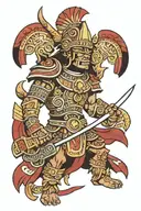 inca warrior wielding tattoo design idea