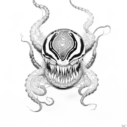 women and venom tattoo design idea