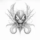 women and venom tattoo design idea