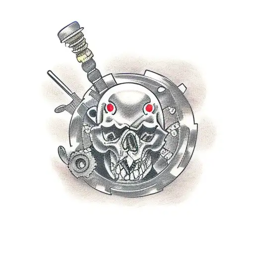 Car, gears, hammer tattoo design idea