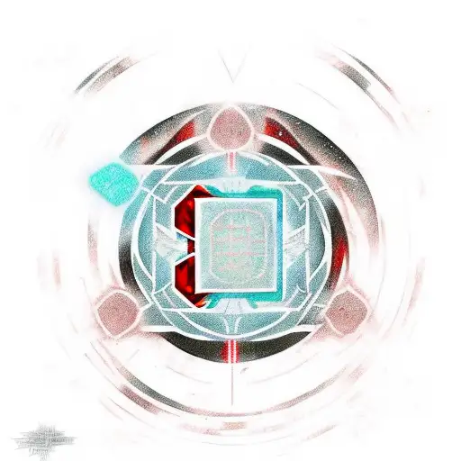 full color tattoo of Sith holocron surrounded by swarming red energy with a stone tablet below it with the Sith code  tattoo design idea
