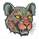 zombie panther head face straight  tattoo design idea