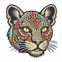 zombie panther head face straight  tattoo design idea