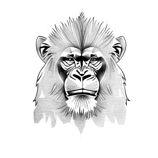 chimpanzee and lion tattoo design idea