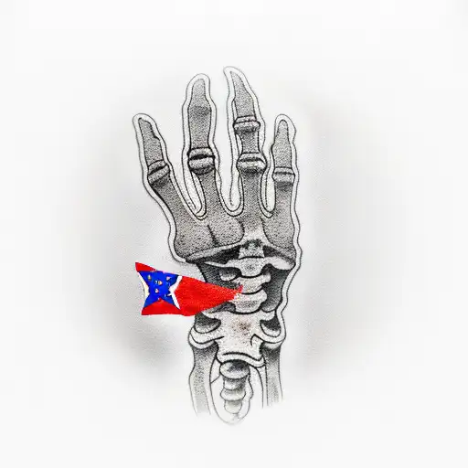 skeleton hand with puerto rican flag tattoo design idea