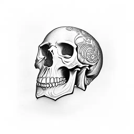 Skull in profile tattoo design idea