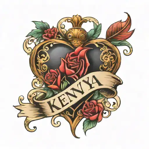 The name Kenya con corazón tattoo design idea