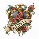 The name Kenya con corazón tattoo design idea