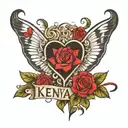 The name Kenya con corazón tattoo design idea