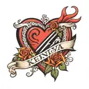 The name Kenya con corazón tattoo design idea