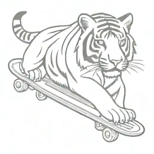 rolling tiger skate tattoo design idea