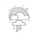 minimalist cloud with rain and bolt, sun and moon behind tattoo design idea