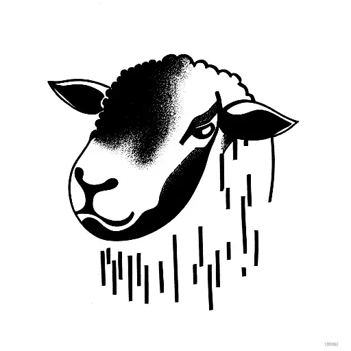 sheep with planet head tattoo design idea