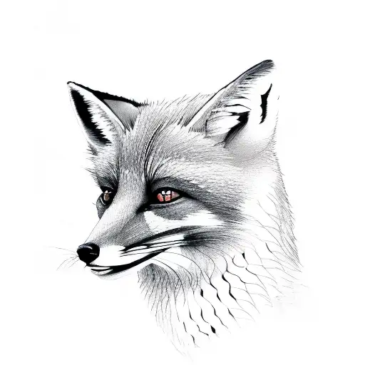 A wounded fox with several eyes and a hole in its heart tattoo design idea