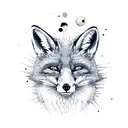 A wounded fox with several eyes and a hole in its heart tattoo design idea