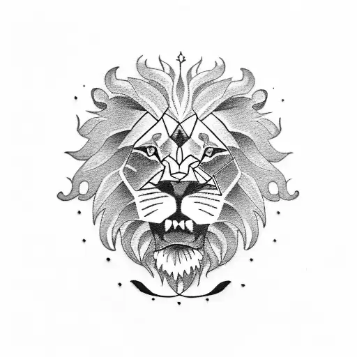 Lion with fire tattoo design idea