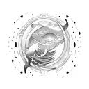 sunrise and waves tattoo design idea