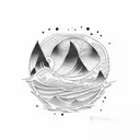 sunrise and waves tattoo design idea