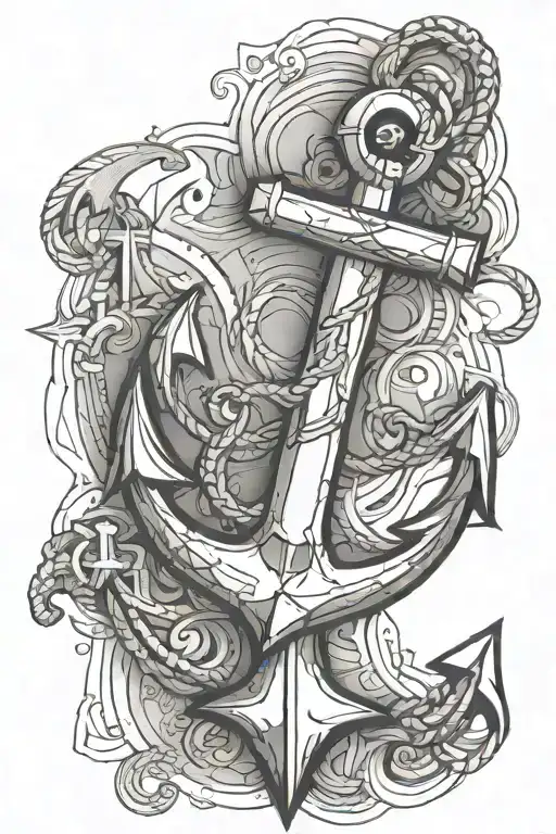 Anchor combined with outline full body tattoo design idea