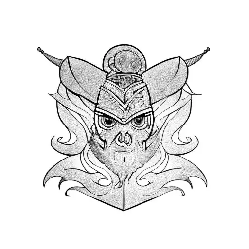 A mythical creature combining elements of a viking, pirate, and hacker tattoo design idea