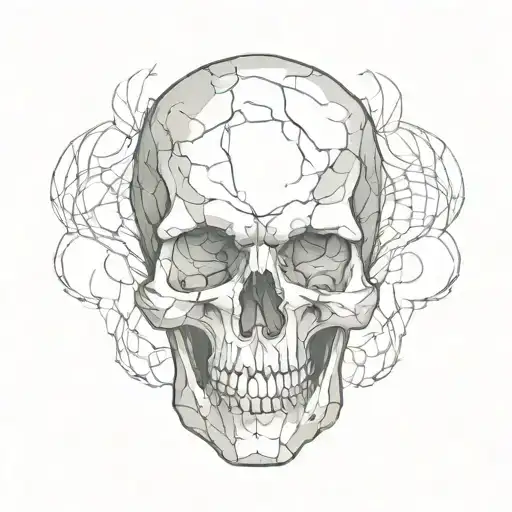 cracked human skull tattoo design idea