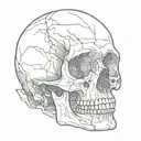 cracked human skull without bottom jaw  tattoo design idea