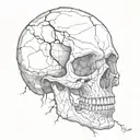 cracked human skull without bottom jaw  tattoo design idea