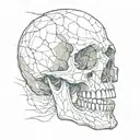 cracked human skull without bottom jaw  tattoo design idea