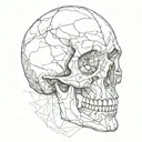 cracked human skull without bottom jaw  tattoo design idea
