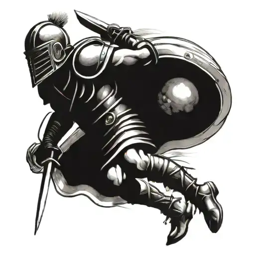 gladiator fighting tattoo design idea
