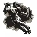 gladiator fighting tattoo design idea