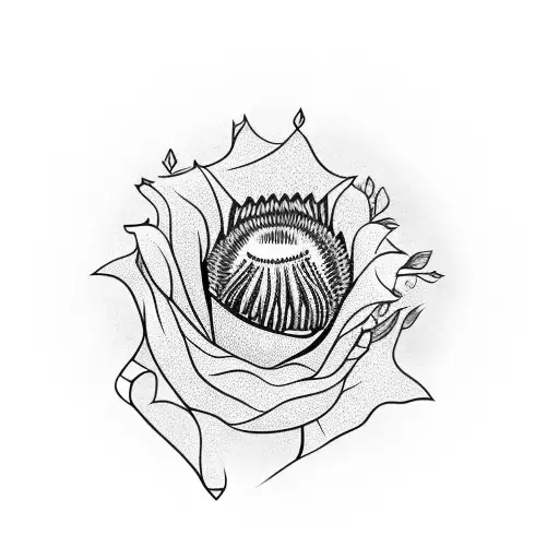 kiwi rose protea tattoo design idea