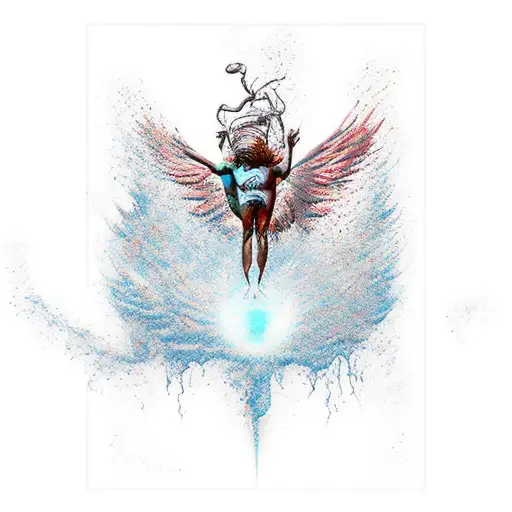 icarus falling from sky with melting wings  tattoo design idea