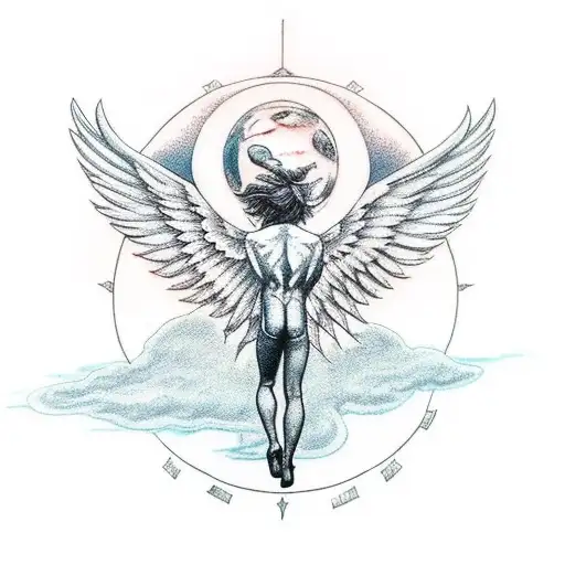 icarus falling from sky with melting wings  tattoo design idea